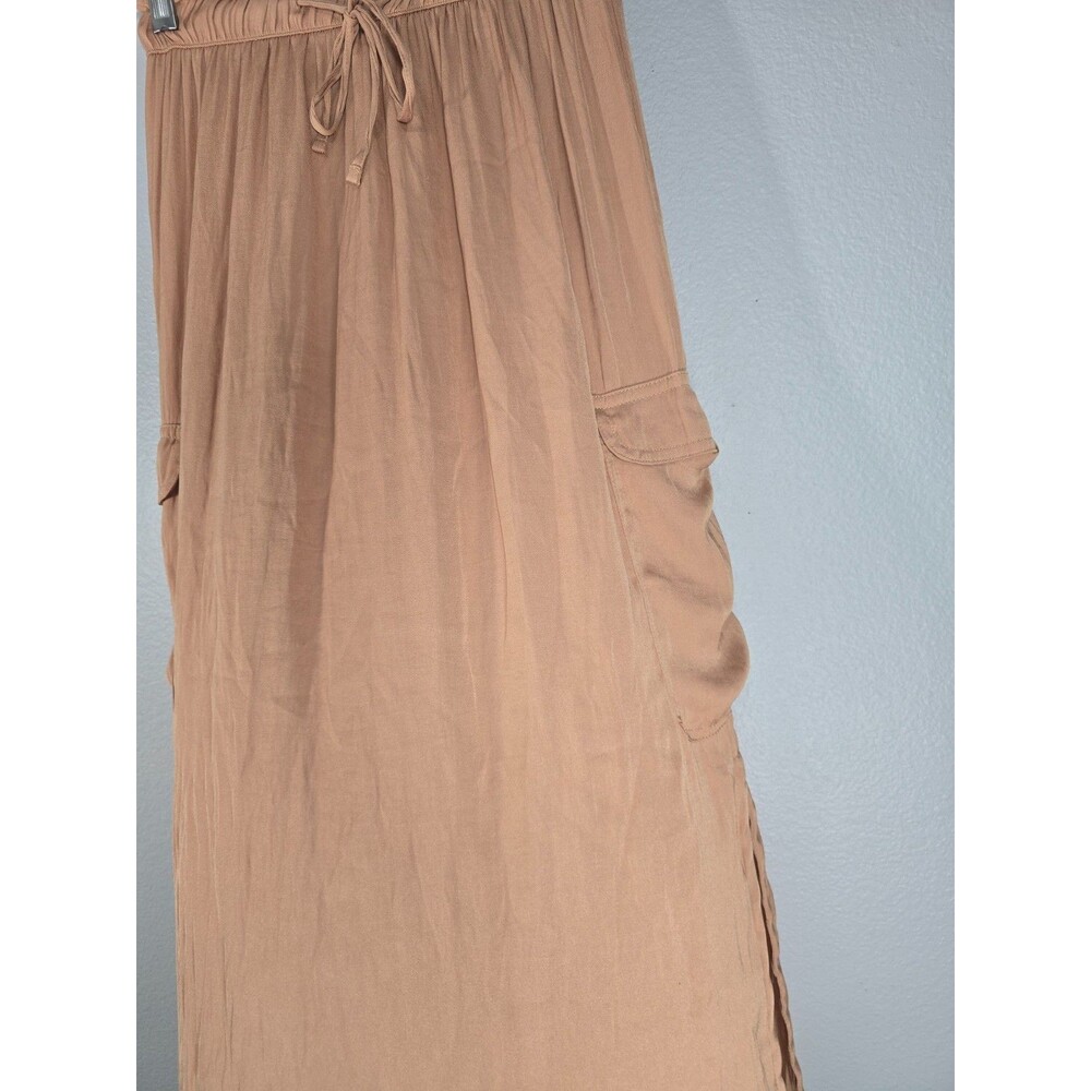 Aerie Tan Satin Cargo Utility Midi Skirt W/ Side Splits Size XS Gorpcore BF - Picture 4 of 7